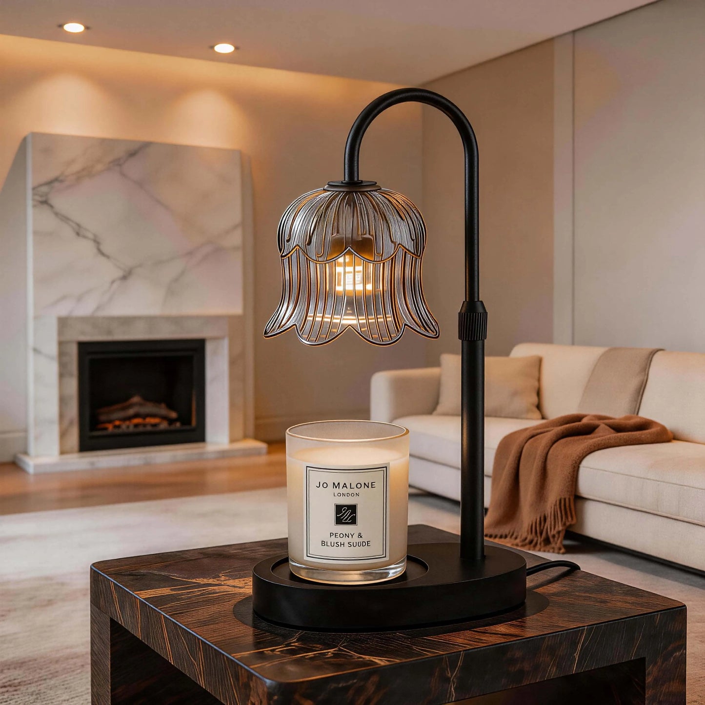 Flower-Shaped Candle Warmer with Timer Function: Aromatherapy Heating Light, Unique Glass Lamp, Adjustable Height for Home and Bedroom Decor; Ideal Gift for Birthdays and Special Occasions, Perfect for Spring/Summer Celebrations