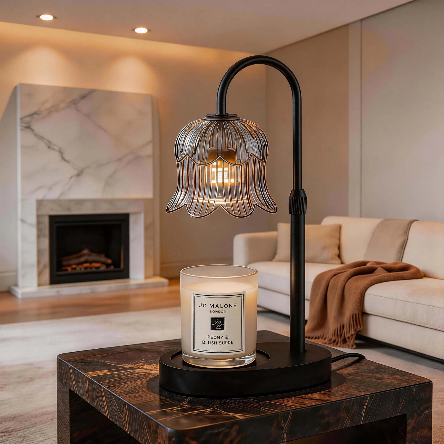 Flower-Shaped Candle Warmer with Timer Function: Aromatherapy Heating Light, Unique Glass Lamp, Adjustable Height for Home and Bedroom Decor; Ideal Gift for Birthdays and Special Occasions, Perfect for Spring/Summer Celebrations