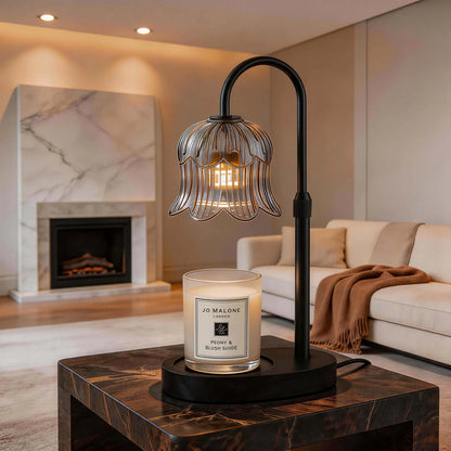 Flower-Shaped Candle Warmer with Timer Function: Aromatherapy Heating Light, Unique Glass Lamp, Adjustable Height for Home and Bedroom Decor; Ideal Gift for Birthdays and Special Occasions, Perfect for Spring/Summer Celebrations