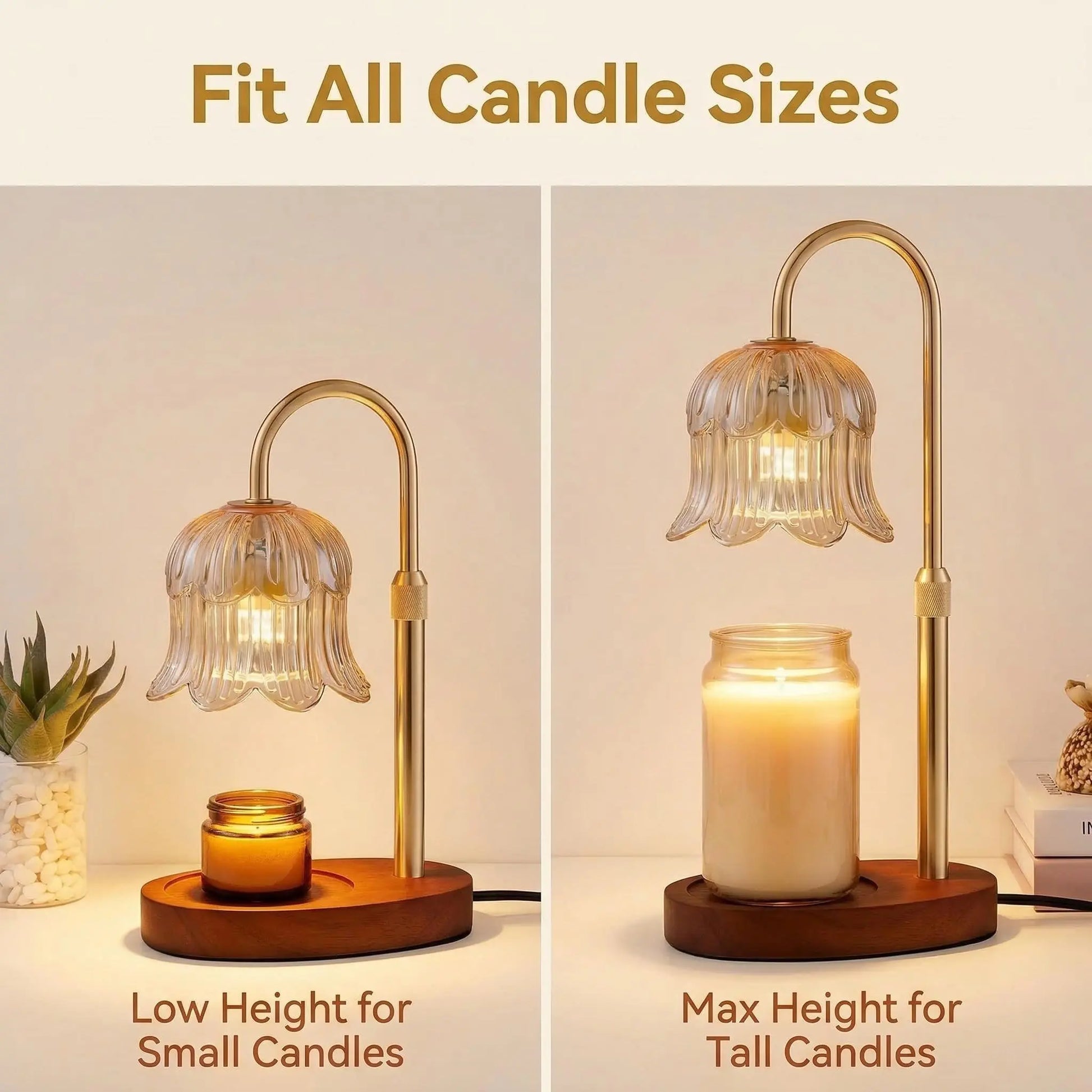 Flower-Shaped Candle Warmer with Timer Function: Aromatherapy Heating Light, Unique Glass Lamp, Adjustable Height for Home and Bedroom Decor; Ideal Gift for Birthdays and Special Occasions, Perfect for Spring/Summer Celebrations