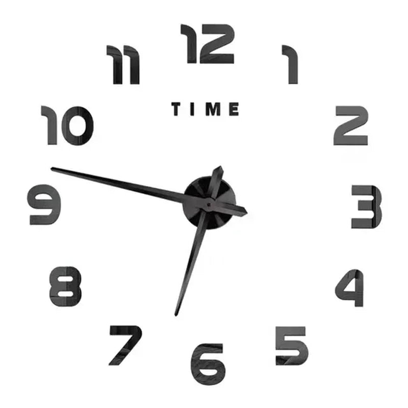 Large Frameless 3D Acrylic Mirror Wall Clock - Home Decor for Living Room and Bedroom, 120cm