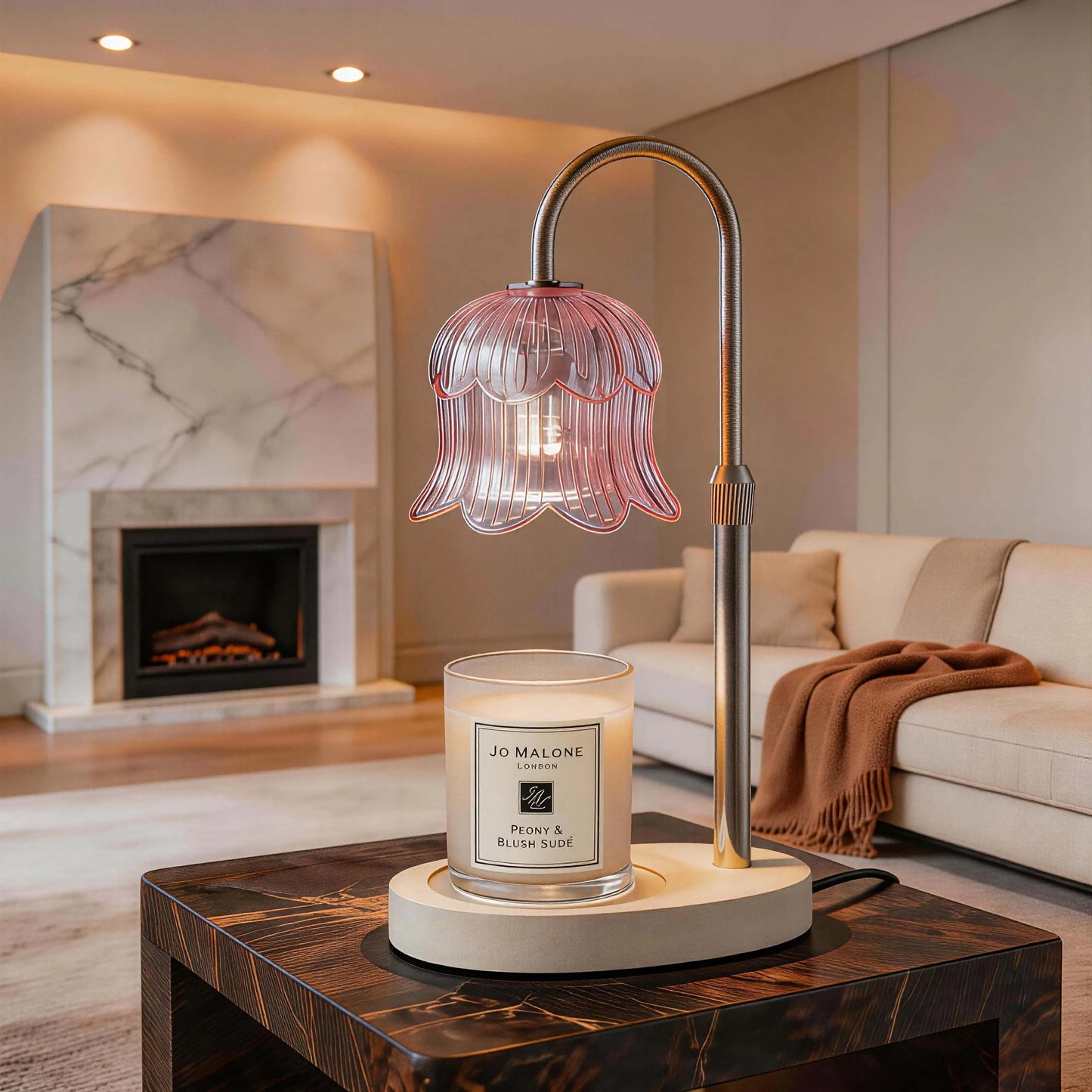 Flower-Shaped Candle Warmer with Timer Function: Aromatherapy Heating Light, Unique Glass Lamp, Adjustable Height for Home and Bedroom Decor; Ideal Gift for Birthdays and Special Occasions, Perfect for Spring/Summer Celebrations
