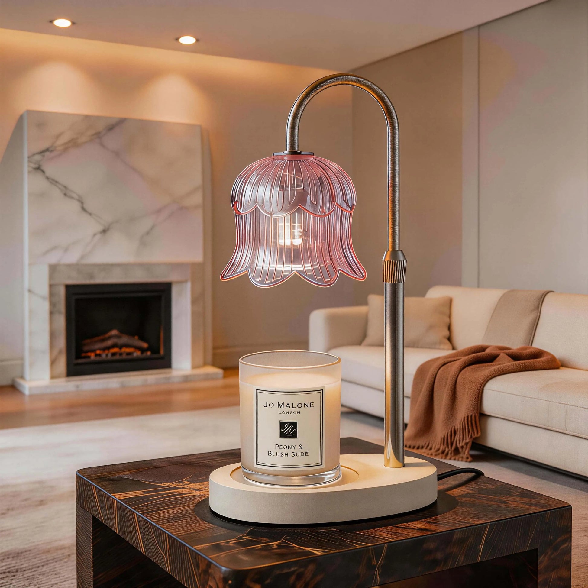 Flower-Shaped Candle Warmer with Timer Function: Aromatherapy Heating Light, Unique Glass Lamp, Adjustable Height for Home and Bedroom Decor; Ideal Gift for Birthdays and Special Occasions, Perfect for Spring/Summer Celebrations