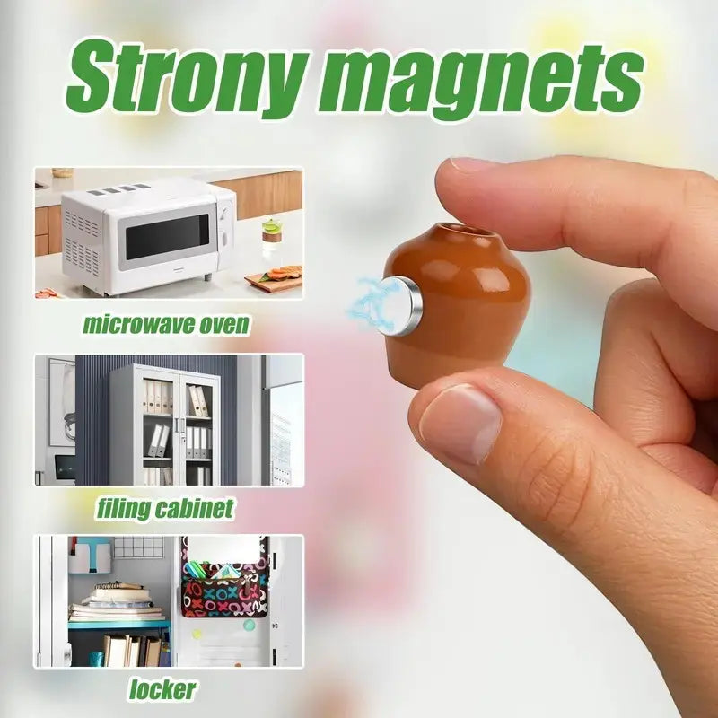 Miniature Flower Vase Magnets for Refrigerator, 3D Decorative Plant Holders for Home Decor (Flowers Not Included)