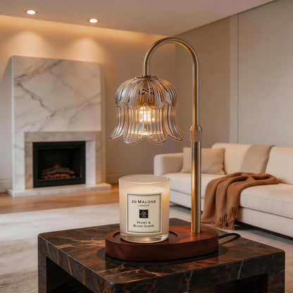 Flower-Shaped Candle Warmer with Timer Function: Aromatherapy Heating Light, Unique Glass Lamp, Adjustable Height for Home and Bedroom Decor; Ideal Gift for Birthdays and Special Occasions, Perfect for Spring/Summer Celebrations
