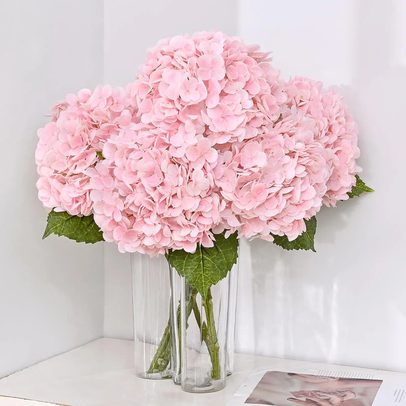 21-Inch Lifelike Blue Hydrangea Artificial Flowers - 6/12 Pack of Real Touch Latex Hydrangeas for Home Decor, Party Arrangements, and Wedding Bouquets Centerpieces