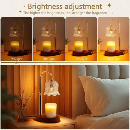 Flower-Shaped Candle Warmer with Timer Function: Aromatherapy Heating Light, Unique Glass Lamp, Adjustable Height for Home and Bedroom Decor; Ideal Gift for Birthdays and Special Occasions, Perfect for Spring/Summer Celebrations