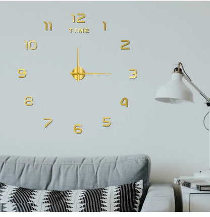 Large Frameless 3D Acrylic Mirror Wall Clock - Home Decor for Living Room and Bedroom, 120cm