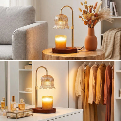 Flower-Shaped Candle Warmer with Timer Function: Aromatherapy Heating Light, Unique Glass Lamp, Adjustable Height for Home and Bedroom Decor; Ideal Gift for Birthdays and Special Occasions, Perfect for Spring/Summer Celebrations