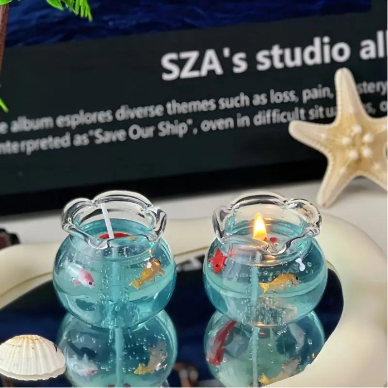 Bubble Fish Tank Scented Candle - Elegant Home Decor and Thoughtful Gift for Girlfriends, Friends, and Wedding Favors, Artistic Glass Ornament for Living Room, Bedroom, and Hallway Ambiance