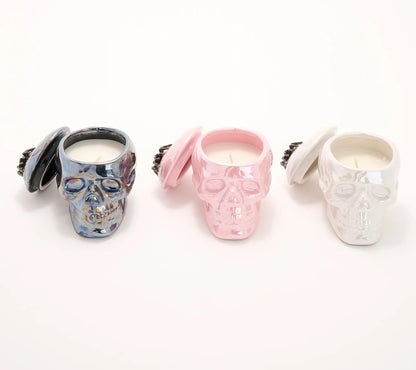 Homeworx by Slatkin & Co. Trio of Miniature Skull Candles