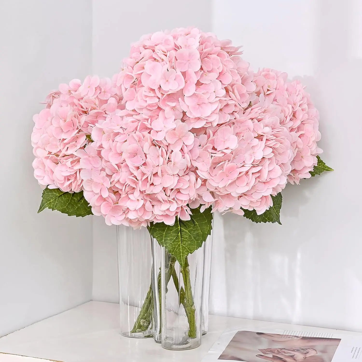 21-Inch Lifelike Blue Hydrangea Artificial Flowers - 6/12 Pack of Real Touch Latex Hydrangeas for Home Decor, Party Arrangements, and Wedding Bouquets Centerpieces