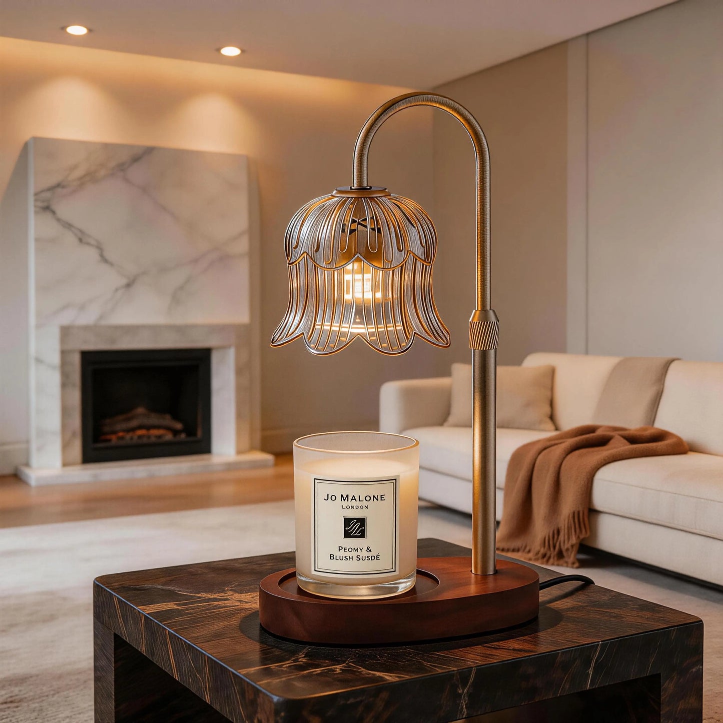 Flower-Shaped Candle Warmer with Timer Function: Aromatherapy Heating Light, Unique Glass Lamp, Adjustable Height for Home and Bedroom Decor; Ideal Gift for Birthdays and Special Occasions, Perfect for Spring/Summer Celebrations