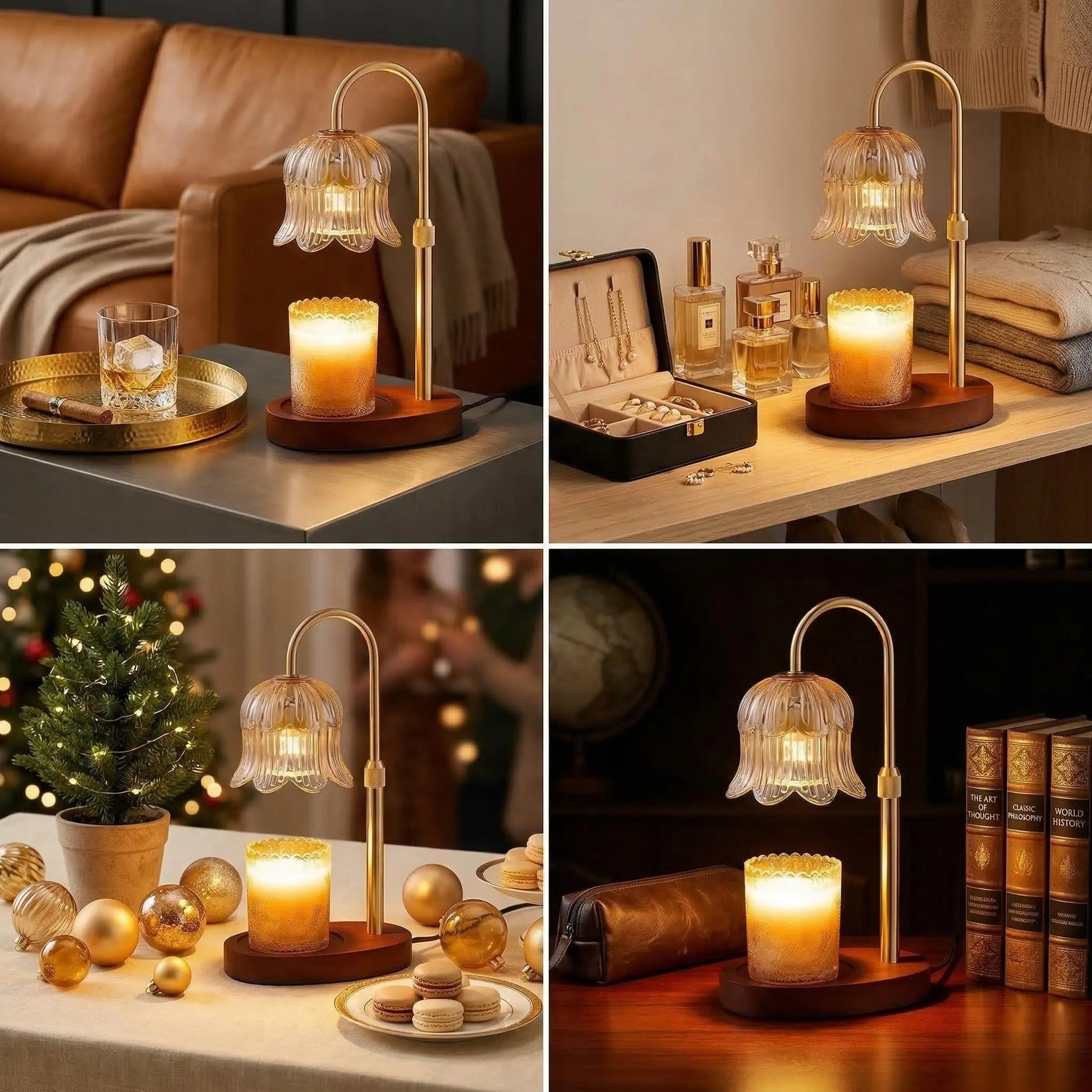 Flower-Shaped Candle Warmer with Timer Function: Aromatherapy Heating Light, Unique Glass Lamp, Adjustable Height for Home and Bedroom Decor; Ideal Gift for Birthdays and Special Occasions, Perfect for Spring/Summer Celebrations