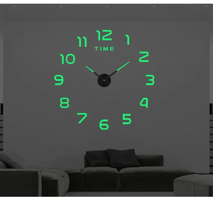 Large Frameless 3D Acrylic Mirror Wall Clock - Home Decor for Living Room and Bedroom, 120cm