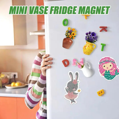 Miniature Flower Vase Magnets for Refrigerator, 3D Decorative Plant Holders for Home Decor (Flowers Not Included)