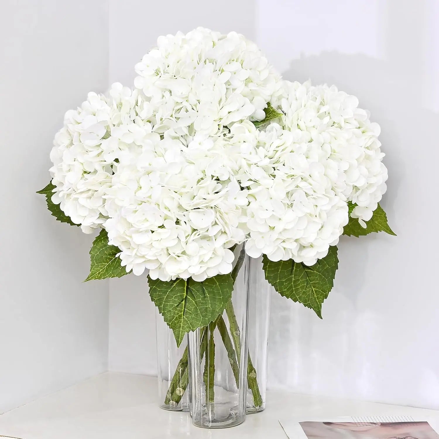 21-Inch Lifelike Blue Hydrangea Artificial Flowers - 6/12 Pack of Real Touch Latex Hydrangeas for Home Decor, Party Arrangements, and Wedding Bouquets Centerpieces