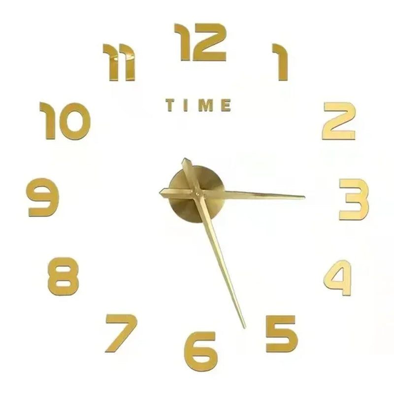 Large Frameless 3D Acrylic Mirror Wall Clock - Home Decor for Living Room and Bedroom, 120cm