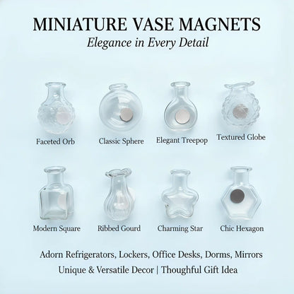 Transparent Mini Vase Fridge Magnets (8-Piece Set) - Nordic & Chinese Minimalist Style, Safe & Shatterproof Resin + Glass Decor, Perfect for Kitchen, Office & Gifts, Handmade in Jingdezhen, CN