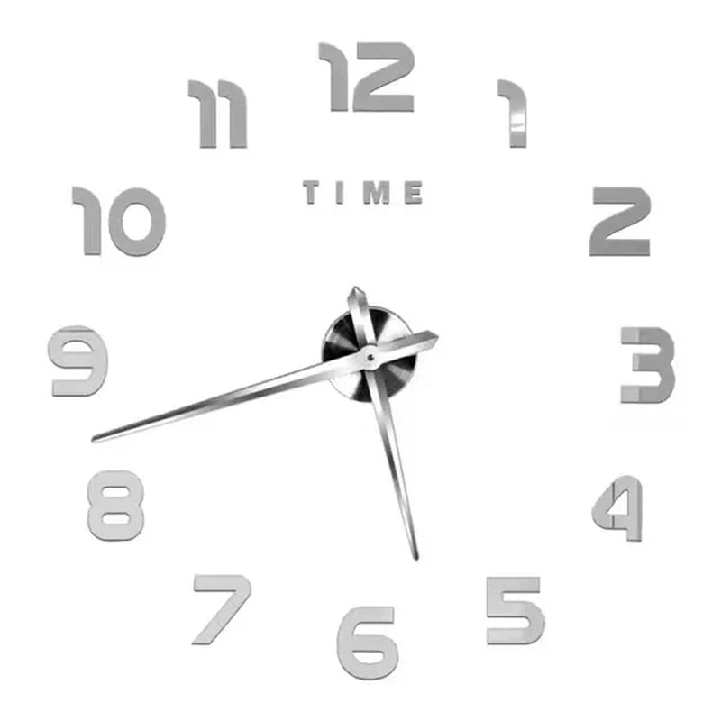Large Frameless 3D Acrylic Mirror Wall Clock - Home Decor for Living Room and Bedroom, 120cm