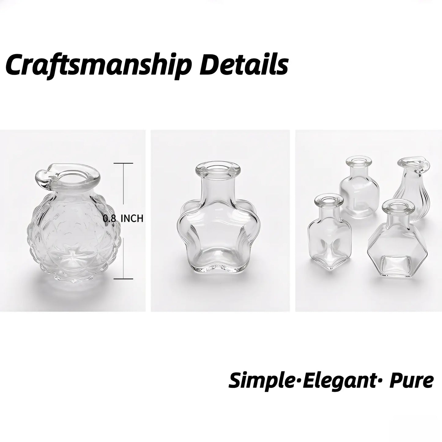 Transparent Mini Vase Fridge Magnets (8-Piece Set) - Nordic & Chinese Minimalist Style, Safe & Shatterproof Resin + Glass Decor, Perfect for Kitchen, Office & Gifts, Handmade in Jingdezhen, CN