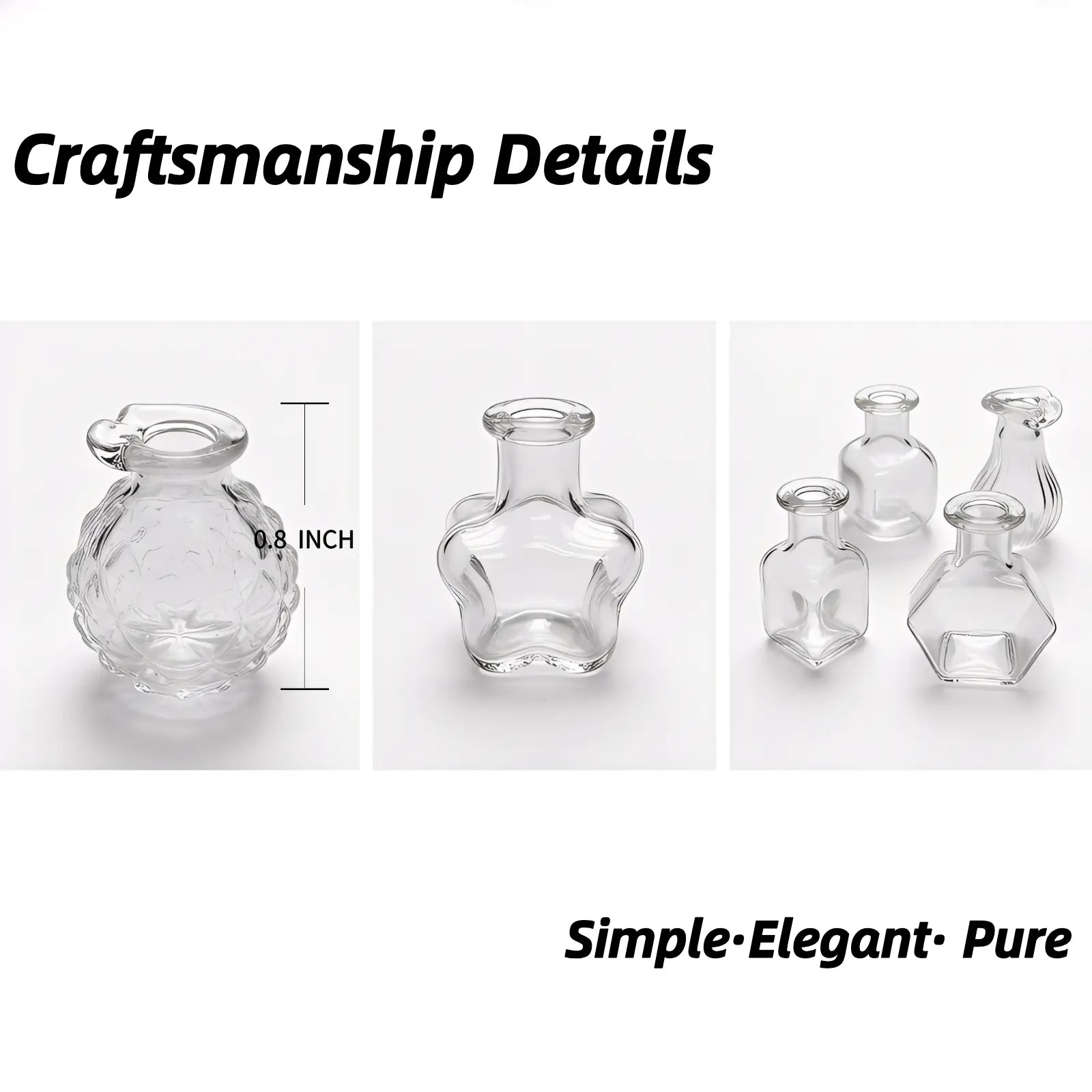 Transparent Mini Vase Fridge Magnets (8-Piece Set) - Nordic & Chinese Minimalist Style, Safe & Shatterproof Resin + Glass Decor, Perfect for Kitchen, Office & Gifts, Handmade in Jingdezhen, CN