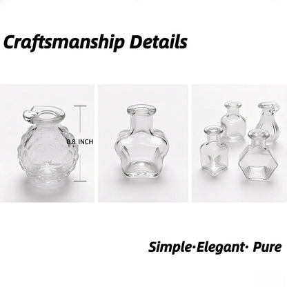 Transparent Mini Vase Fridge Magnets (8-Piece Set) - Nordic & Chinese Minimalist Style, Safe & Shatterproof Resin + Glass Decor, Perfect for Kitchen, Office & Gifts, Handmade in Jingdezhen, CN