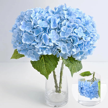 21-Inch Lifelike Blue Hydrangea Artificial Flowers - 6/12 Pack of Real Touch Latex Hydrangeas for Home Decor, Party Arrangements, and Wedding Bouquets Centerpieces