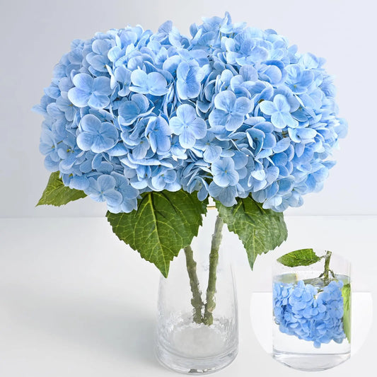 21-Inch Lifelike Blue Hydrangea Artificial Flowers - 6/12 Pack of Real Touch Latex Hydrangeas for Home Decor, Party Arrangements, and Wedding Bouquets Centerpieces
