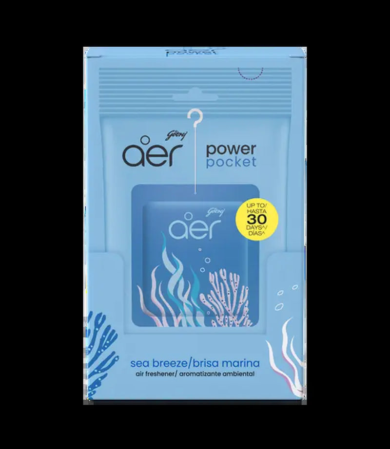 Godrej Aer Power Pocket Sea Breeze - Pack of 6 Hanging Home Air Fresheners